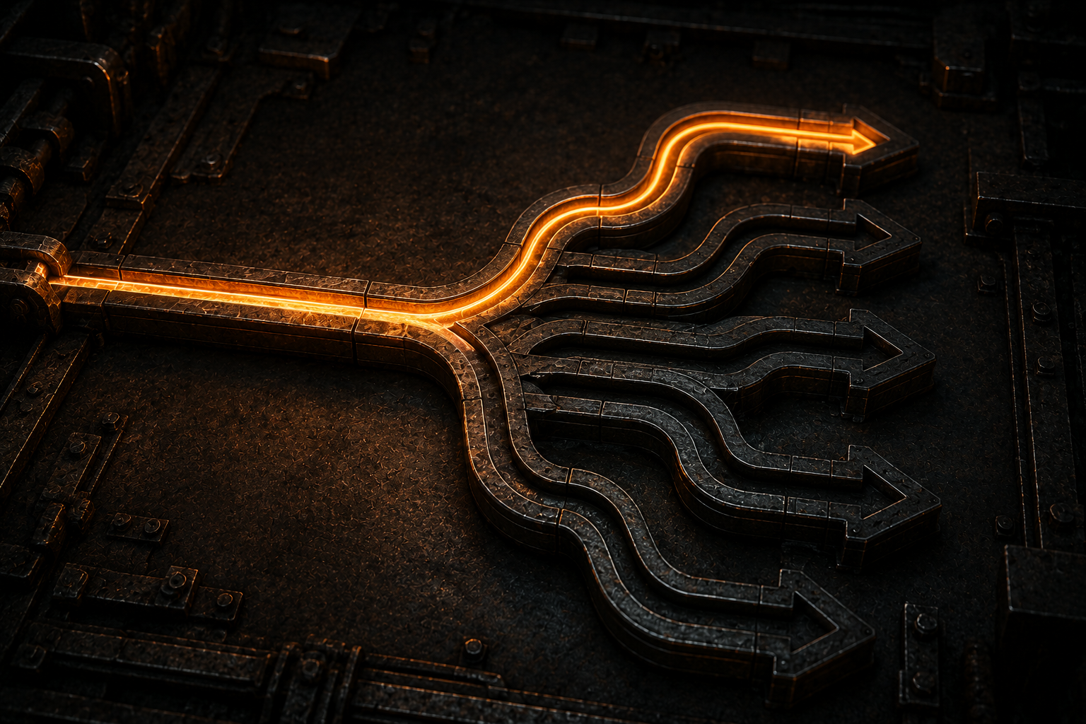 A forged branching pathway with one path lit, representing diagnosing why products aren't showing